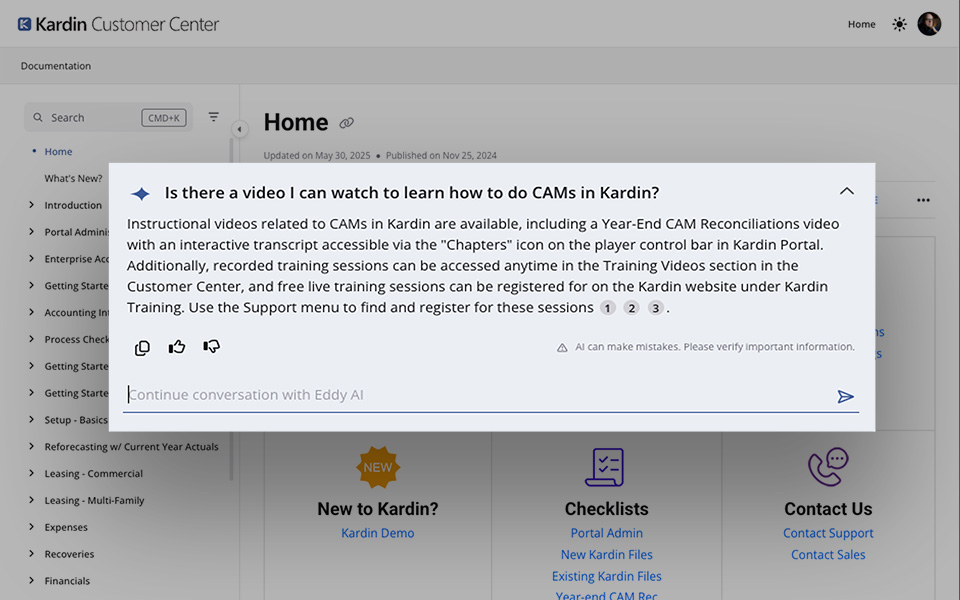 Kardin Customer Center self-service knowledge base