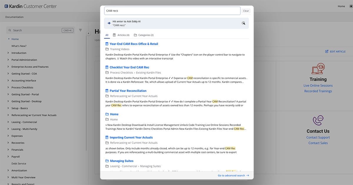 Kardin Customer Center knowledge base